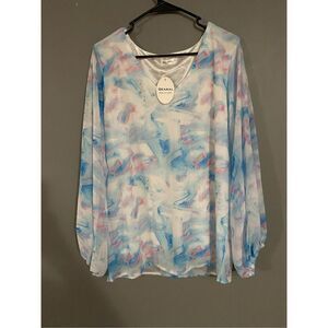 Qearal Long Sleeve V Neck Blouse Size Medium